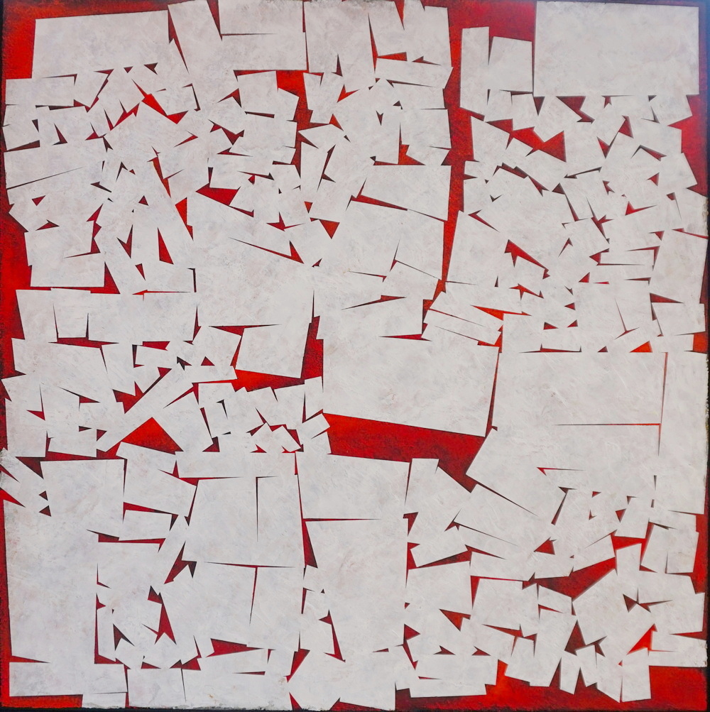 TERRAE MOTUS ( Earthquake ), acrylic and pumice of Lipari on linen canvas, 100x100cm