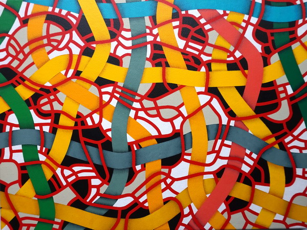 La rete rossa, cm 40x30, acrylic color on linen canvas