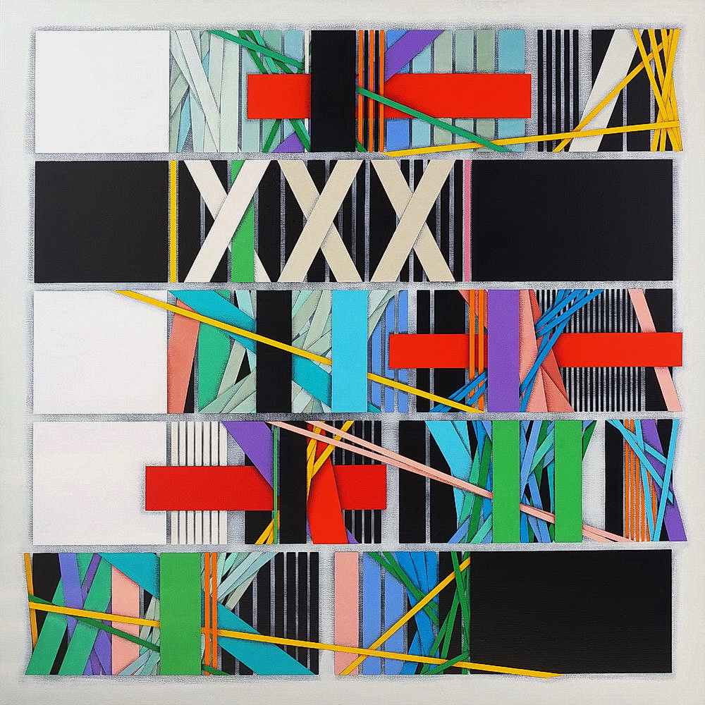 White code interrupted 5, cm 80x80, acrylic color  on canvas