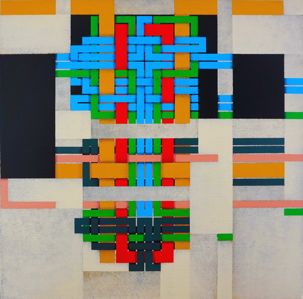 Under construction, cm 40x40, acrylic color  on linen  canvas